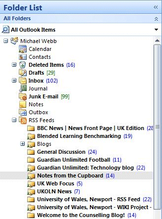Outlook 2007 interface to RSS