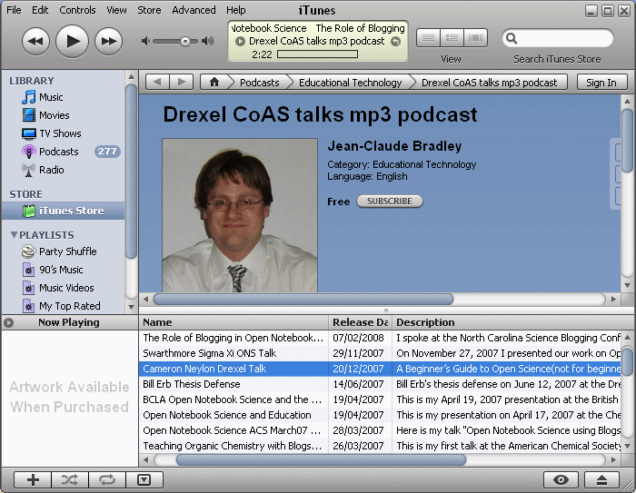 Cameron Neylon's Podcasts available using iTunes