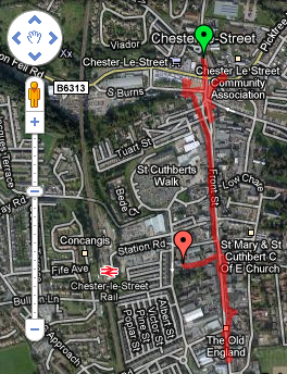 Google Map of Kingsmen dancing crawl of Chester-le-Street